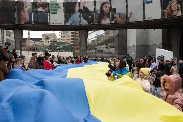 Participation of Didier Reynders, European commissioner, in public actions of solidarity to commemorate the 1 year anniversary of the Ukraine invasion